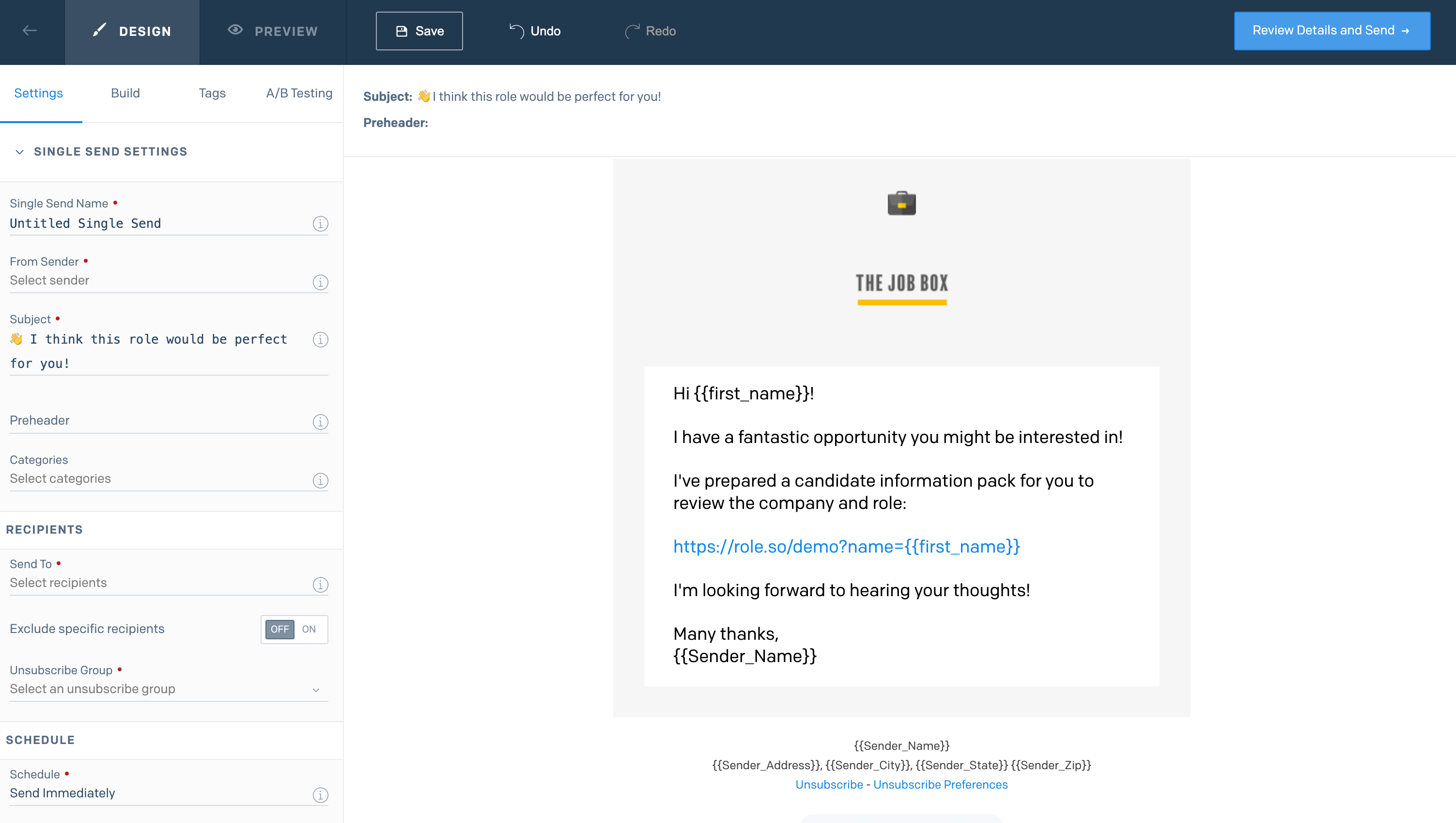 Mass personalisation via email client